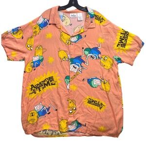 Adventure Time Shirt Mens 2XL Cartoon Graphic AOP Festival Vacation Streetwear